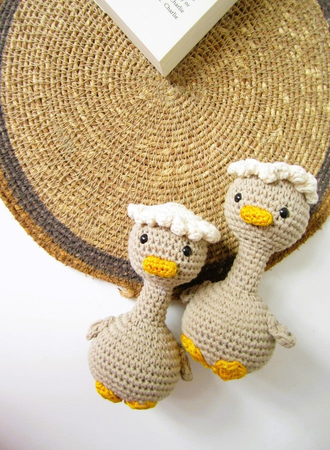 Kind Strings Handmade Crochet Duck Soft Toy - Plush Stuffed Animal for Babies & Kids - Montessori Gift for Baby Girl or Boy - Safe, Cute & Adorable Nursery Decor - Set of - 2 (Beige) - Image 1